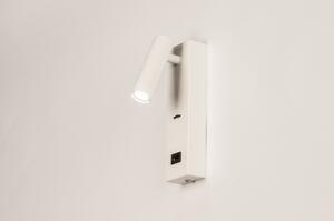 Nástěnné LED svítidlo do ložnice s vypínačem a USB zásuvkou Master White (LMD)