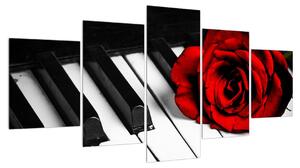Obraz růže a klavíru (150x80 cm)
