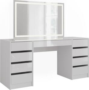 Toaletní stolek Vicco Sherry Bílá/Bílá vysoký lesk 158.2 cm se zrcadlem LED, Model 57665