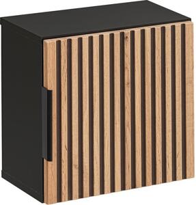 Comad Koupelnová sestava Casad s deskou, umyvadly, zrcadly a skříňkami 120 cm černá/dub wotan