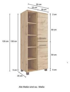 MIDI SKŘÍŇKA, barvy dubu, 55/130/35 cm Held - Koupelnové série, Online Only