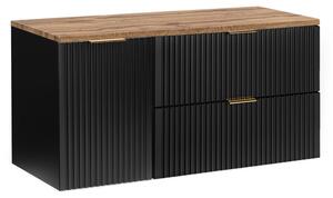 Comad Koupelnová skříňka pod deskové umyvadlo s košem na prádlo Adel Black SET-ADB B WOTAN LB 120 černá/dub wotan