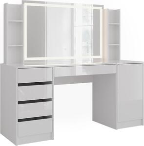Toaletní stolek Vicco Sherry Bílá/Bílá vysoký lesk 158.2 cm se zrcadlem LED, Model 57668