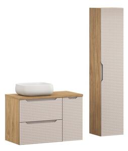 Comad Koupelnová sestava Luxor Beige 90 cm s umyvadlem a skříňkami béžová/dub olejovaný
