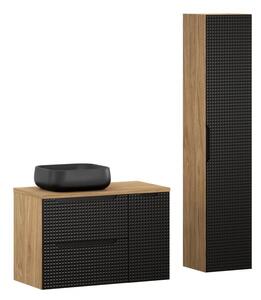 Comad Koupelnová sestava Luxor Black 90 cm s umyvadlem a skříňkami černá/dub olejovaný