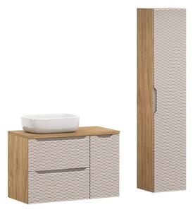 Comad Koupelnová sestava Ocean 90 cm s umyvadlem a skříňkami béžová/dub olejovaný