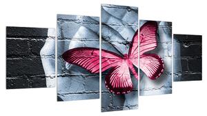 Moderní obraz dlaní s motýlem (150x80 cm)