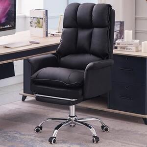 Kancelářská otočná židle s pohodlnou hrubě polstrovanou opěrkou nohou černá OC15-L