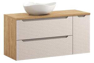 Comad Závěsná skříňka Luxor Beige s deskou a umyvadlem 120 cm béžová/dub olejovaný