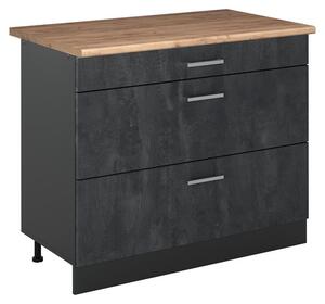 Spodní skříňka kuchyňské linky Vicco R-Line Černý beton/Antracit 100 cm pracovná doska Dub Goldkraft, Model 71580