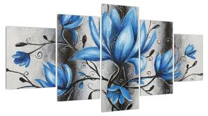 Obraz modrých květů (150x80 cm)