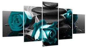 Obraz modrých růží (150x80 cm)