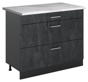 Spodní skříňka kuchyňské linky Vicco R-Line Černý beton/Antracit 100 cm pracovná doska Mramor, Model 71581