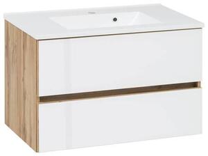 SKŘÍŇKA S UMYVADLEM, bílá, barvy dubu, 80 cm Held - Koupelnové série, Online Only
