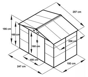 Kovový zahradní domek 257 x 197 x 188 cm, 5 m² GH608