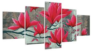 Obraz červených květů (150x80 cm)