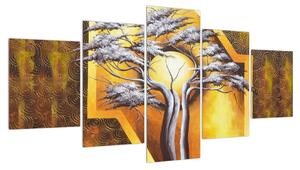 Orientální obraz stromu a slunce (150x80 cm)