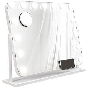 HOMCOM Hollywoodský zrcadlo s 15 LED diodami, 62,5 x 52 cm, otočné líčící zrcadlo