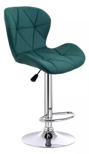 LuxuryForm DESIGN Barová židle LIVIO VELUR na stříbrné kulaté podstavě - zelená