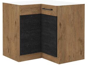 Rohová dolní kuchyňská skříňka Virion 90 x 90 ND 2F BB (dub lancelot + tmavé dřevo). 1046295