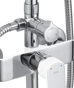 Rea Bloom, sprchová-vanová souprava dešťovou hlavovou a ruční sprchovou hlavicí, chromová, REA-P9527