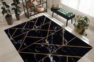 Makro Abra Kusový koberec EMERALD 2000 Luxusní moderní geometrický černý zlatý Rozměr: 80x150 cm