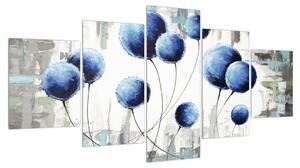 Abstraktní obraz - modré balónky (150x80 cm)