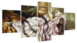 Obraz nešťastné ženy v šatech (150x80 cm)