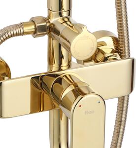 Rea Bloom, sprchová-vanová souprava dešťovou hlavovou a ruční sprchovou hlavicí, zlatá lesklá, REA-P9528