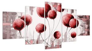 Abstraktní obraz - červené balónky (150x80 cm)