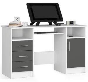 Ak furniture Volně stojící psací stůl Ana 124 cm bílý/grafitově šedý