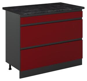 Spodní skříňka kuchyňské linky Vicco R-Line Červená/Antracit 100 cm pracovná doska antracitová, Model 71564