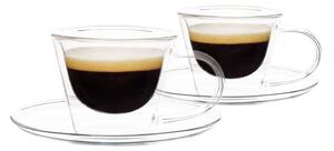 KONDELA Termo sklenice, set 2 ks, šálek na espresso s podšálky, 80 ml, HOTCOOL TYP 4