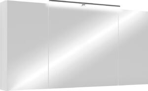 ByLIVING SPREE zrcadlová skříňka / Matný bílý korpus se zrcadlovými dvířky / Nástěnná skříňka s funkcí pozvolného zavírání / LED osvětlení v ceně / Koupelnová skříňka se zástrčkou a spínací skříňkou / Š 120, V 60, H 20 cm