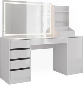 Toaletní stolek Vicco Sherry Bílá/Bílá vysoký lesk 158.2 cm se zrcadlem LED, Model 57670