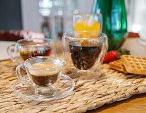 KONDELA Termo sklenice, set 2 ks, šálek na espresso s podšálky, 80 ml, HOTCOOL TYP 4
