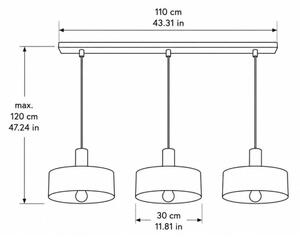 Lustr na lanku HAKI 3xE27/60W/230V vínová/černá
