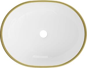 Mexen Viki, umyvadlo na desku 48x35x14 cm, bílá-zlatý vzor, ​​21054809