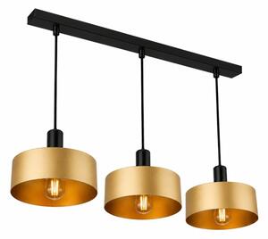 Lustr na lanku HAKI 3xE27/60W/230V zlatá/černá