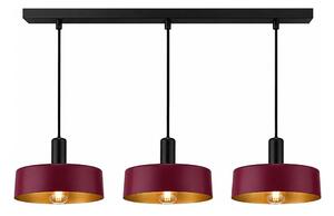 Lustr na lanku HAKI 3xE27/60W/230V vínová/černá