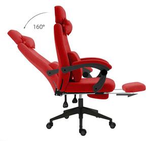 Otočná kancelářská židle s opěrkou hlavy a nohou červená
