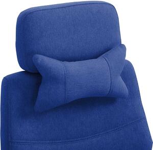Otočná kancelářská židle s opěrkou hlavy a nohou tmavě modrá