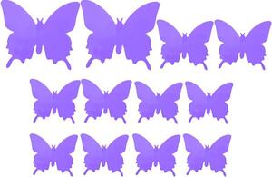 Motýl nálepka. Barevná samolepka fialová světla - motýl, 1 sada - 12ks