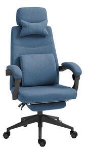 Otočná kancelářská židle s opěrkou hlavy a nohou světle modrá