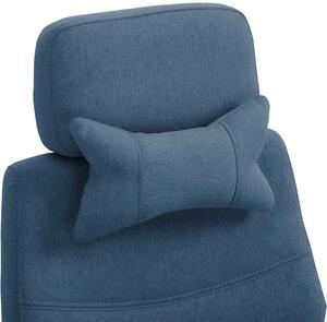 Otočná kancelářská židle s opěrkou hlavy a nohou světle modrá