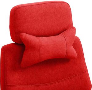 Otočná kancelářská židle s opěrkou hlavy a nohou červená
