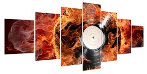 Obraz gramofonové desky v ohni (210x100 cm)
