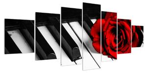 Obraz růže a klavíru (210x100 cm)