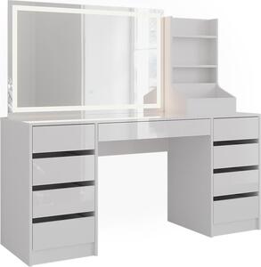 Toaletní stolek Vicco Sherry Bílá/Bílá vysoký lesk 158.2 cm se zrcadlem LED, Model 57664