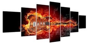 Obraz kytary v ohni (210x100 cm)